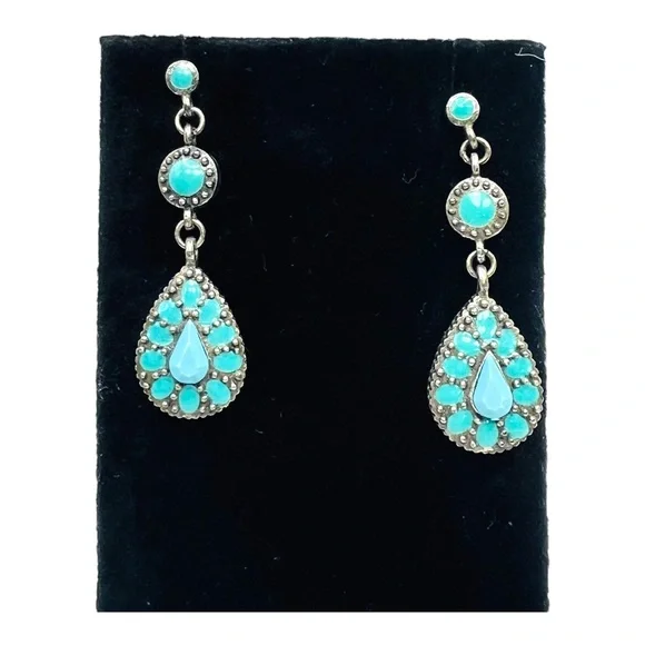 Vintage Laila Rowe Aquamarine Accent Dangle Drop Pierced Earrings - Picture 4 of 10